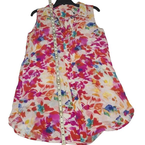 Soft Surroundings Womens Colorful M Button Down Light Sleeveless Summer Tunic - Picture 3 of 5